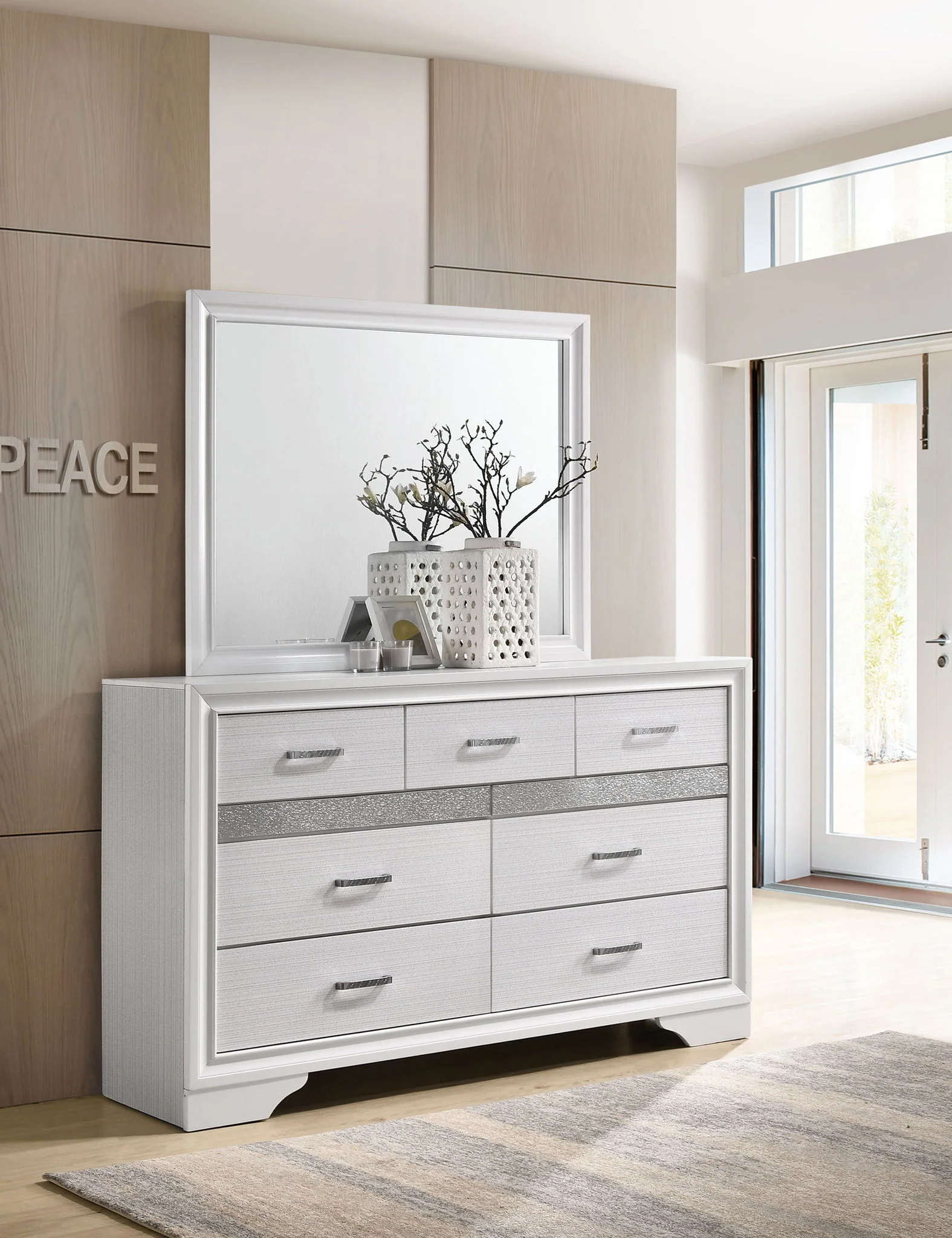 Miranda 7-drawer Dresser with Mirror White - Image 4