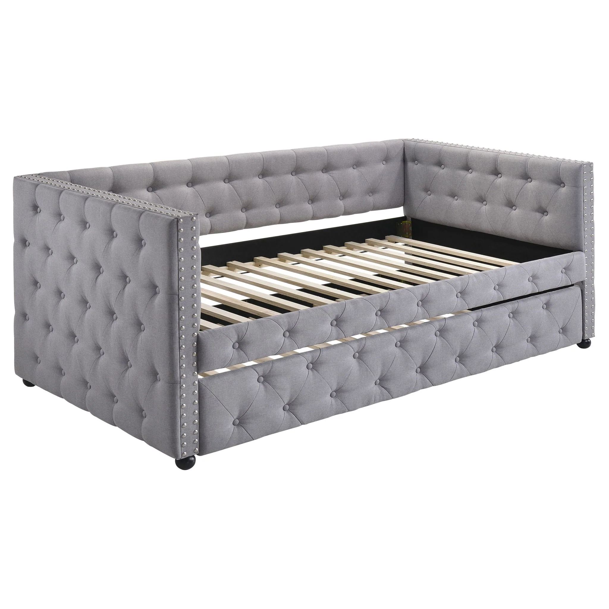 Mockern Upholstered Twin Daybed with Trundle Grey - Image 2