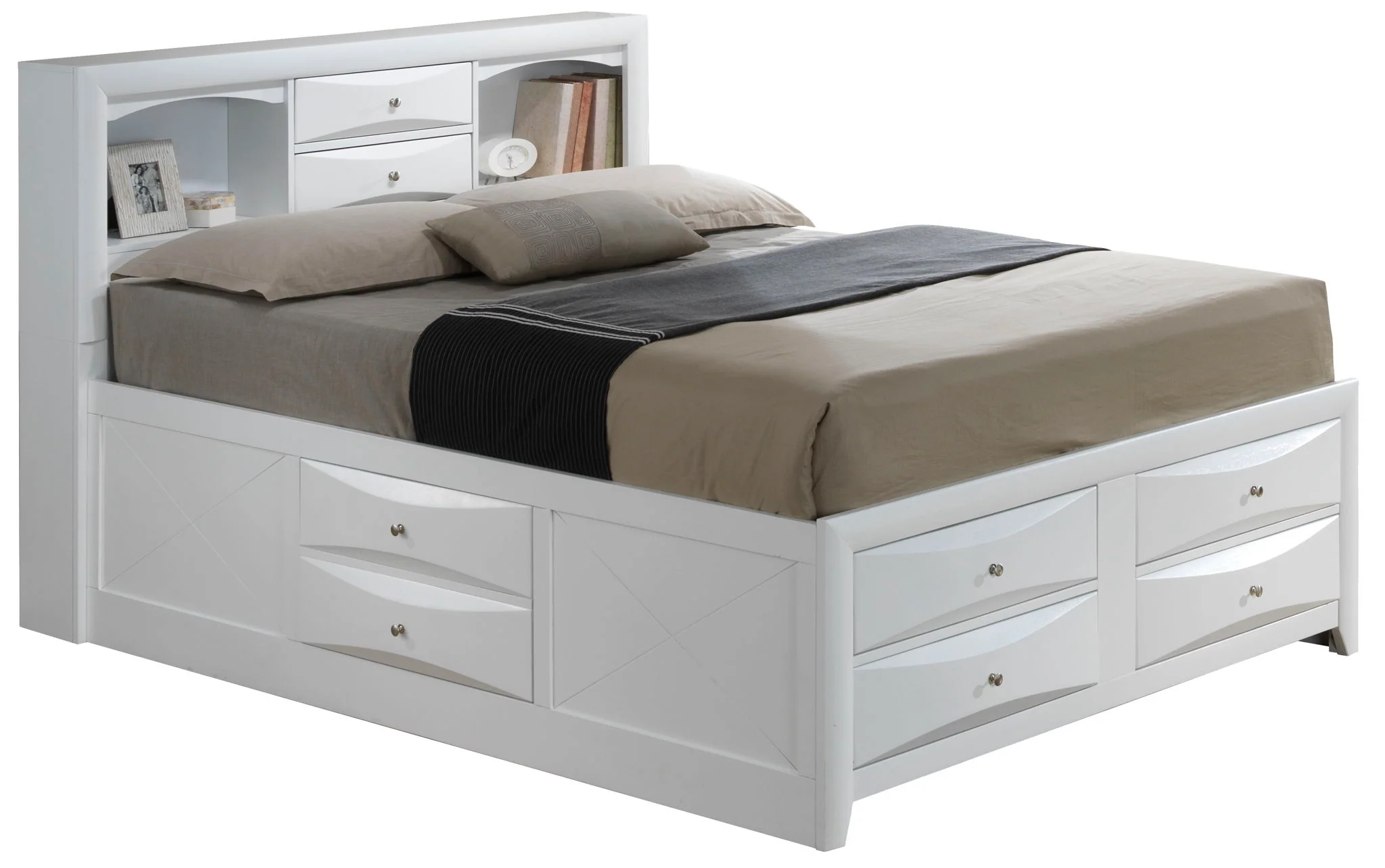 Modern Design Storage Bed With Bookcase Headboard - Image 8