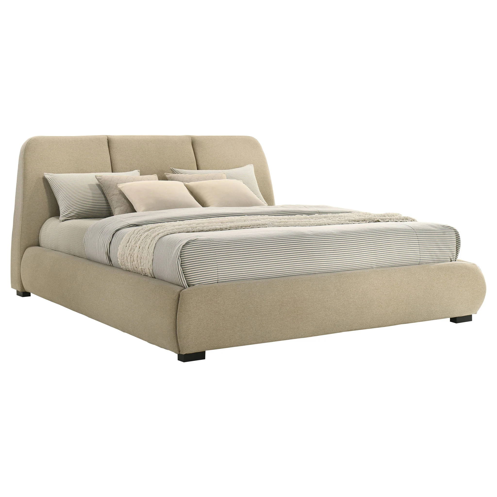 Mokena 46-inch Upholstered California King Platform Bed Brown - Image 4