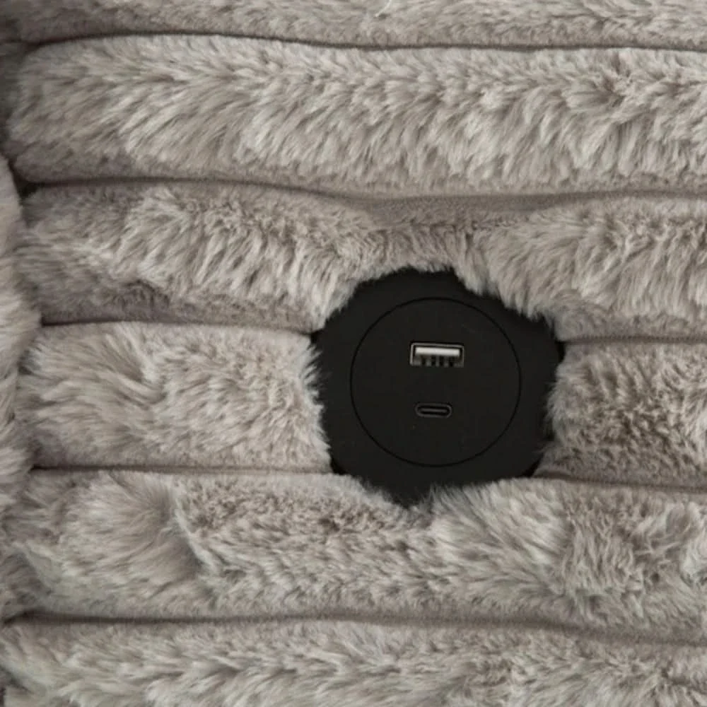 Mondo Grey Oversized Chair and a Half Chaise with Faux Fur Corduroy Texture - Image 10