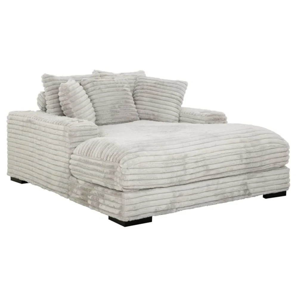 Mondo Grey Oversized Chair and a Half Chaise with Faux Fur Corduroy Texture - Image 4