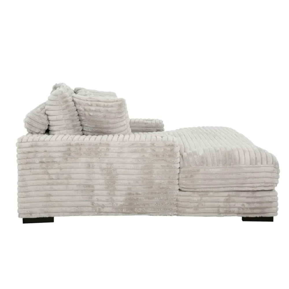 Mondo Grey Oversized Chair and a Half Chaise with Faux Fur Corduroy Texture - Image 7