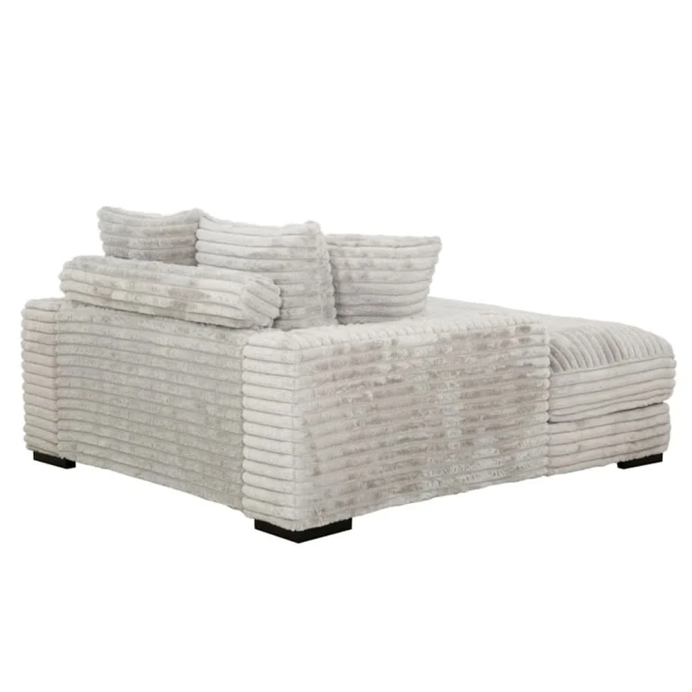 Mondo Grey Oversized Chair and a Half Chaise with Faux Fur Corduroy Texture - Image 8