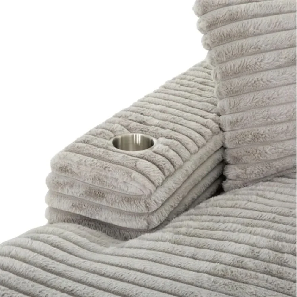 Mondo Grey Oversized Chair and a Half Chaise with Faux Fur Corduroy Texture - Image 9