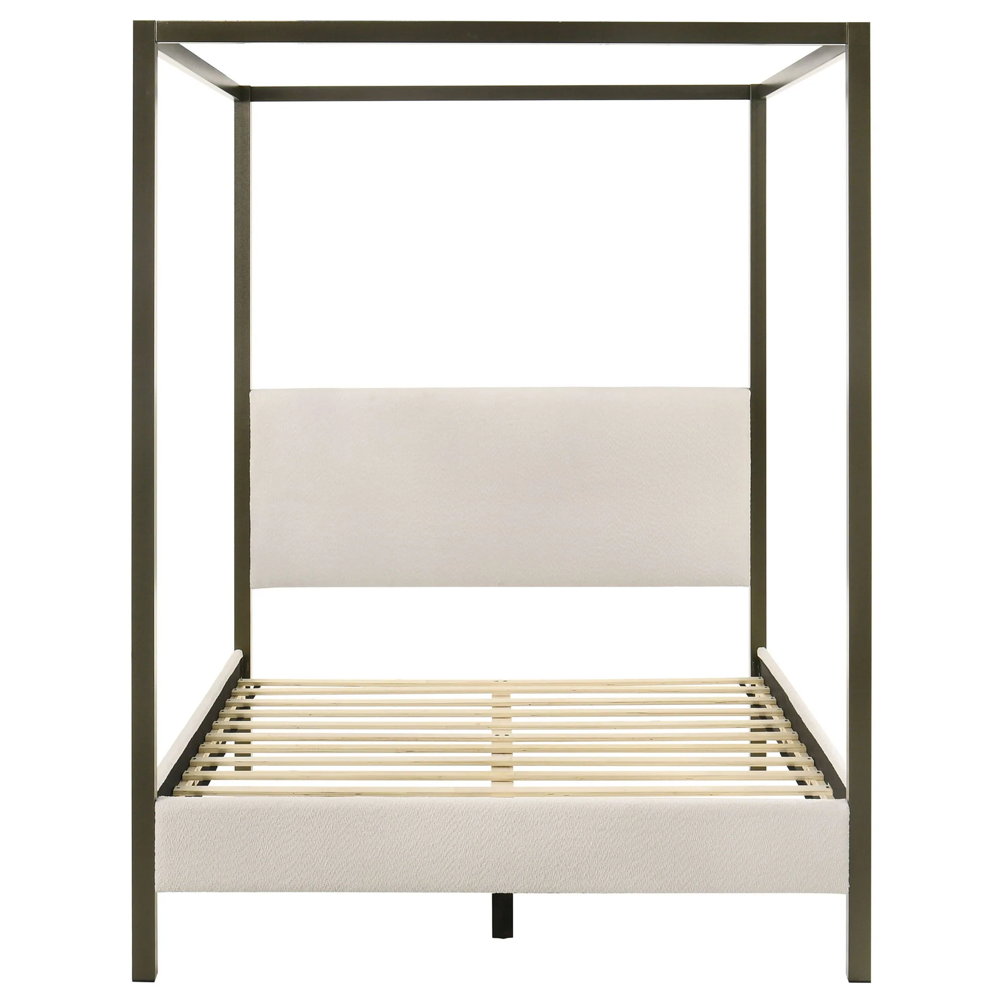 Monroe Upholstered Queen Canopy Bed Vanilla - Image 4