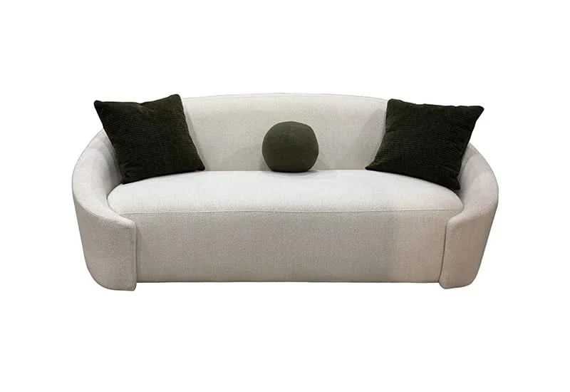 Monteviedo Modern Curved Sofa & Loveseat Set in Ivory Bouclé - Image 3