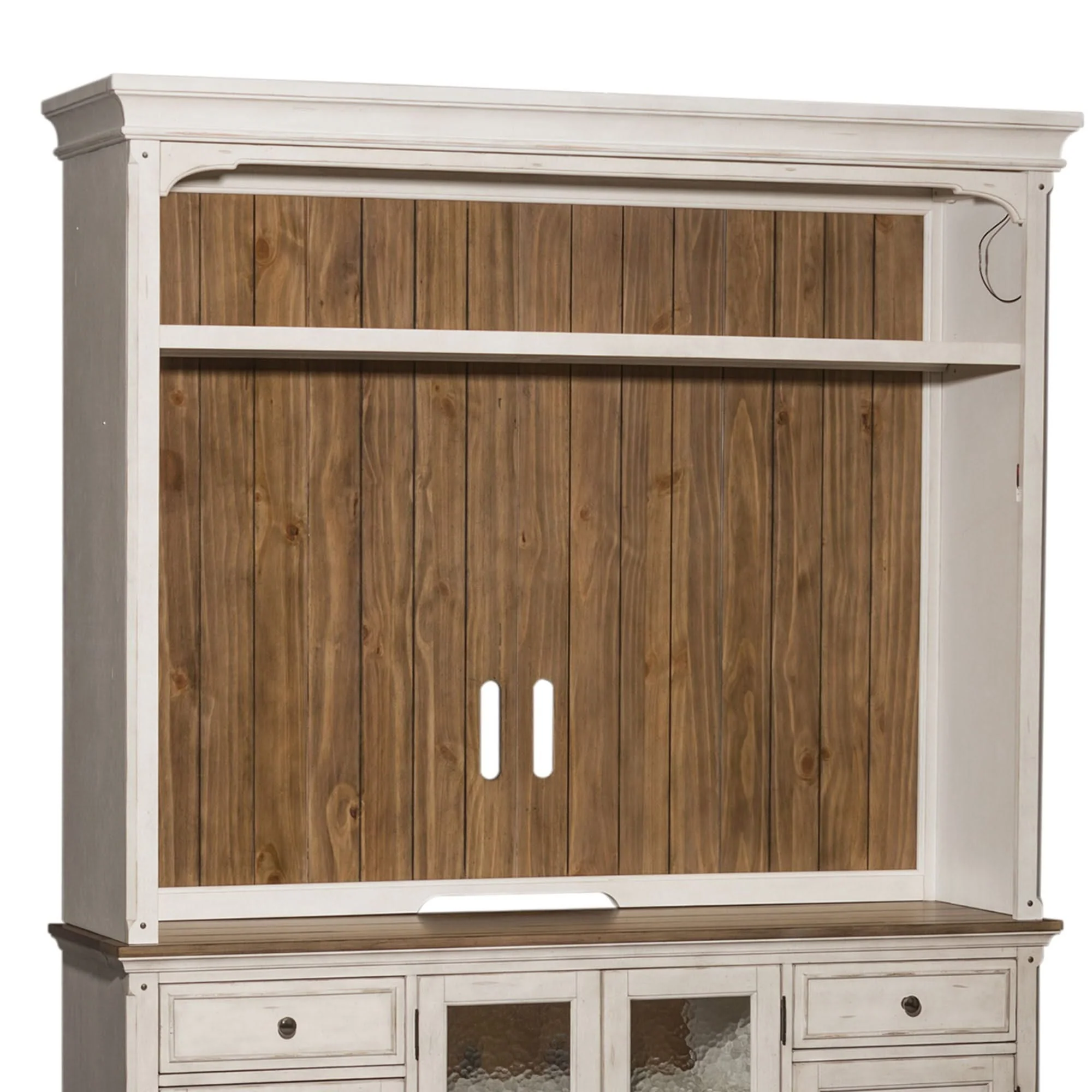 Morgan Creek - Entertainment Hutch - Antique White / Wirebrushed Tobacco Accents - Image 4