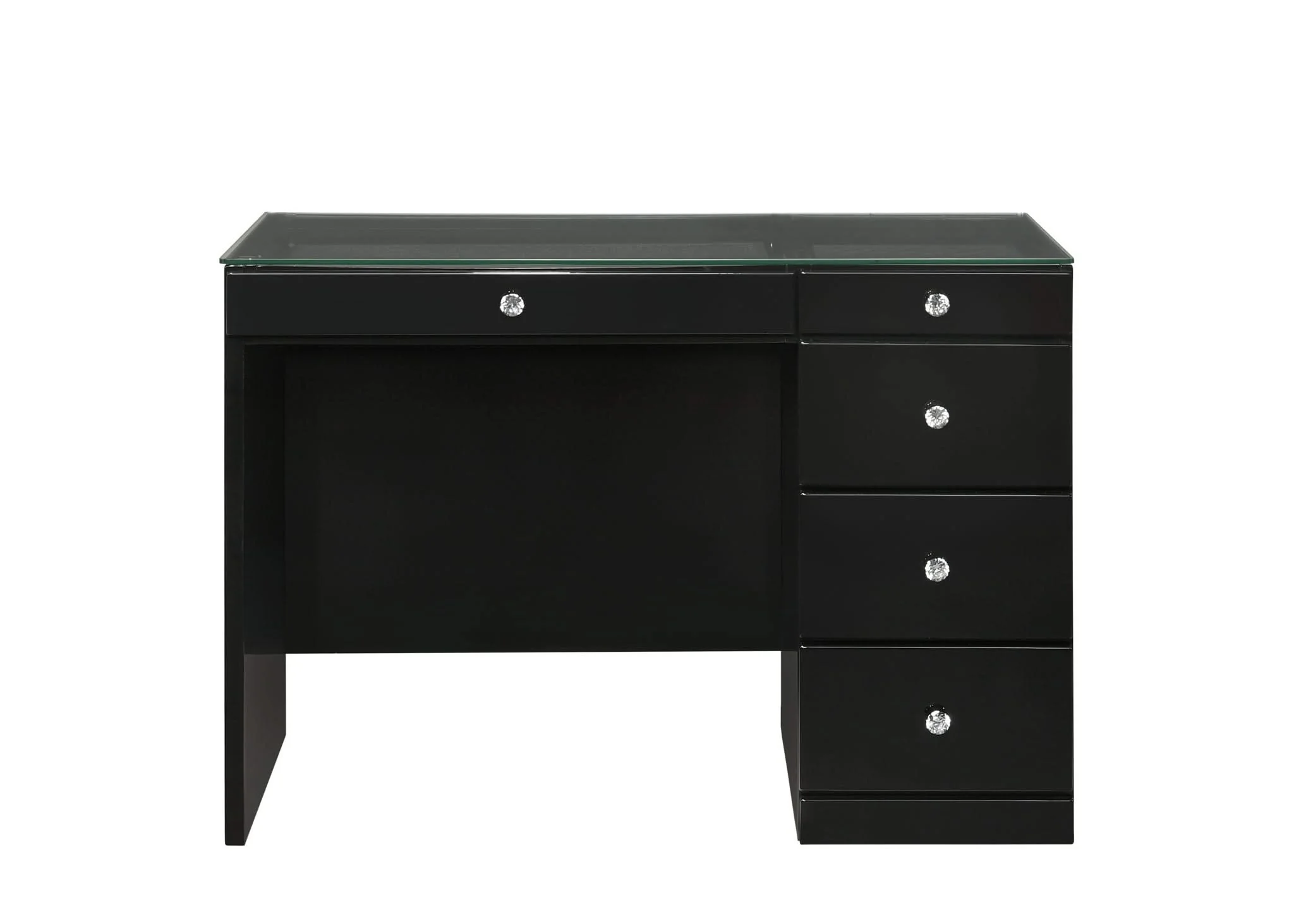 Morgan - Vanity Desk With Glass Top And LED Mirror - Black - Image 3