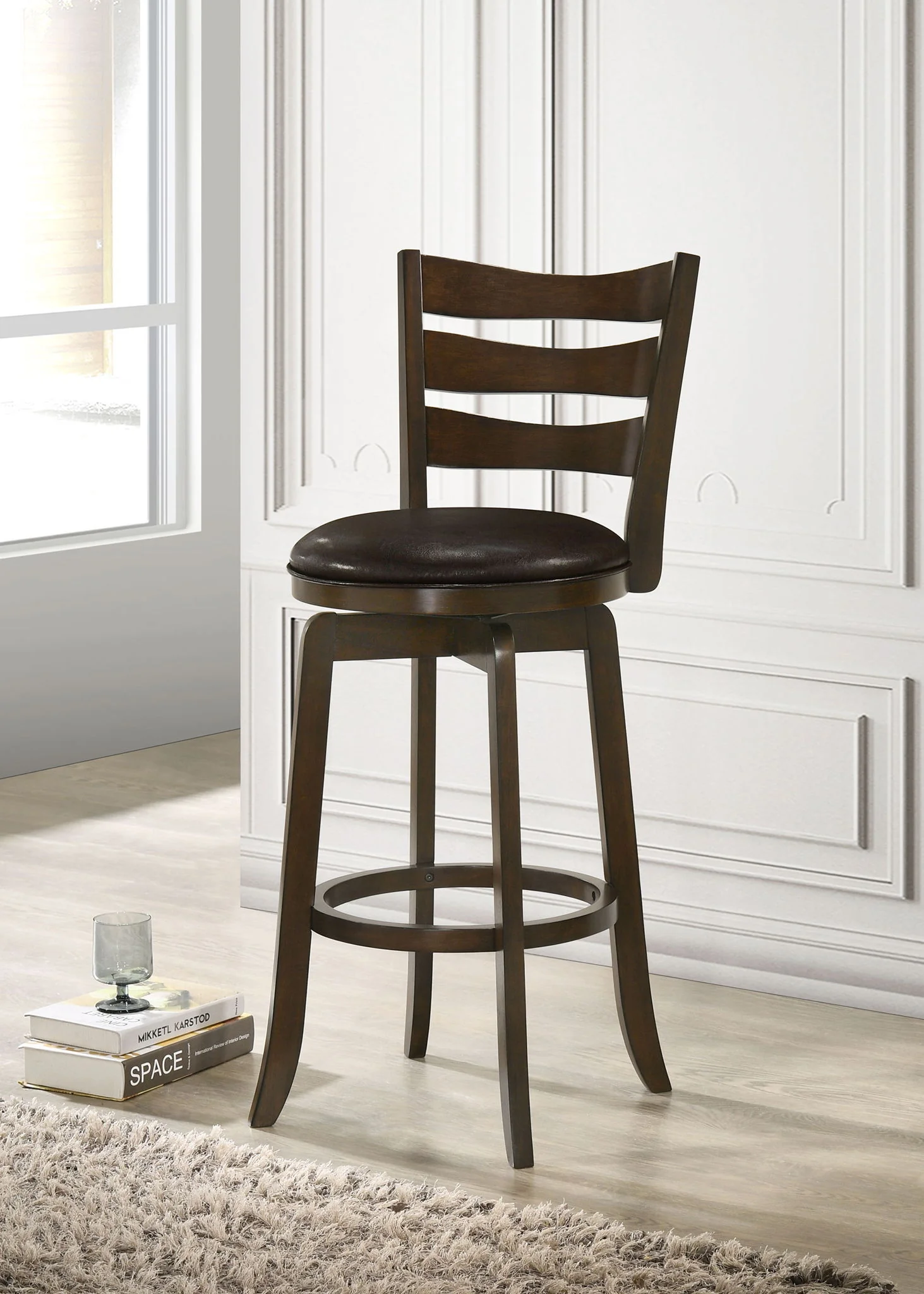 Murphy Wood Pub Height Swivel Bar Chair Dark Brown - Image 2