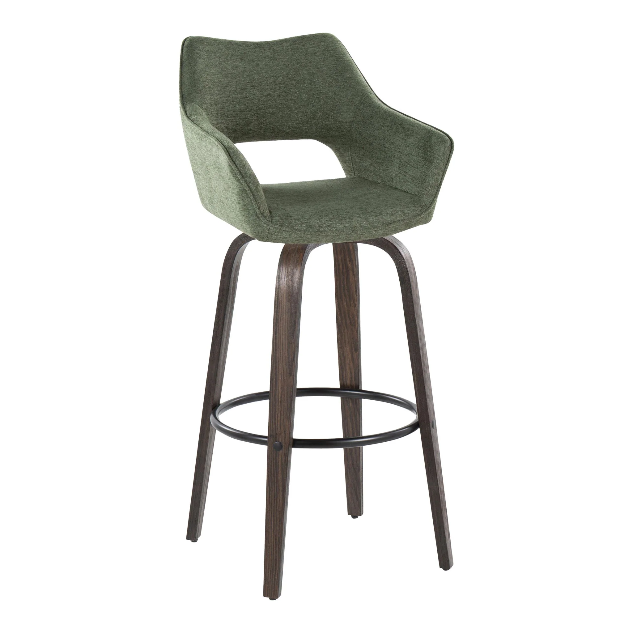 Mustang - Contemporary Fixed Height Barstool With Swivel With Round Footrest (Set of 2) - Image 8