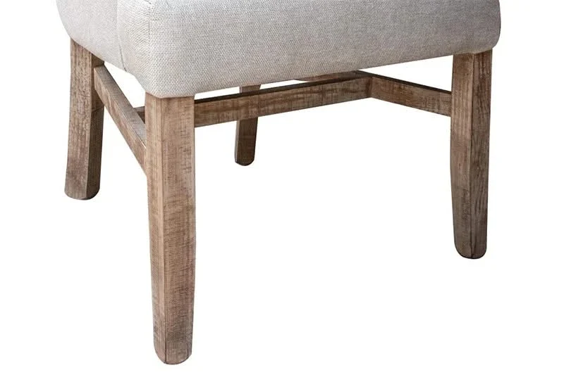 Mykos Beige Rustic Solid Pine Wood Upholsered Chair - Image 3