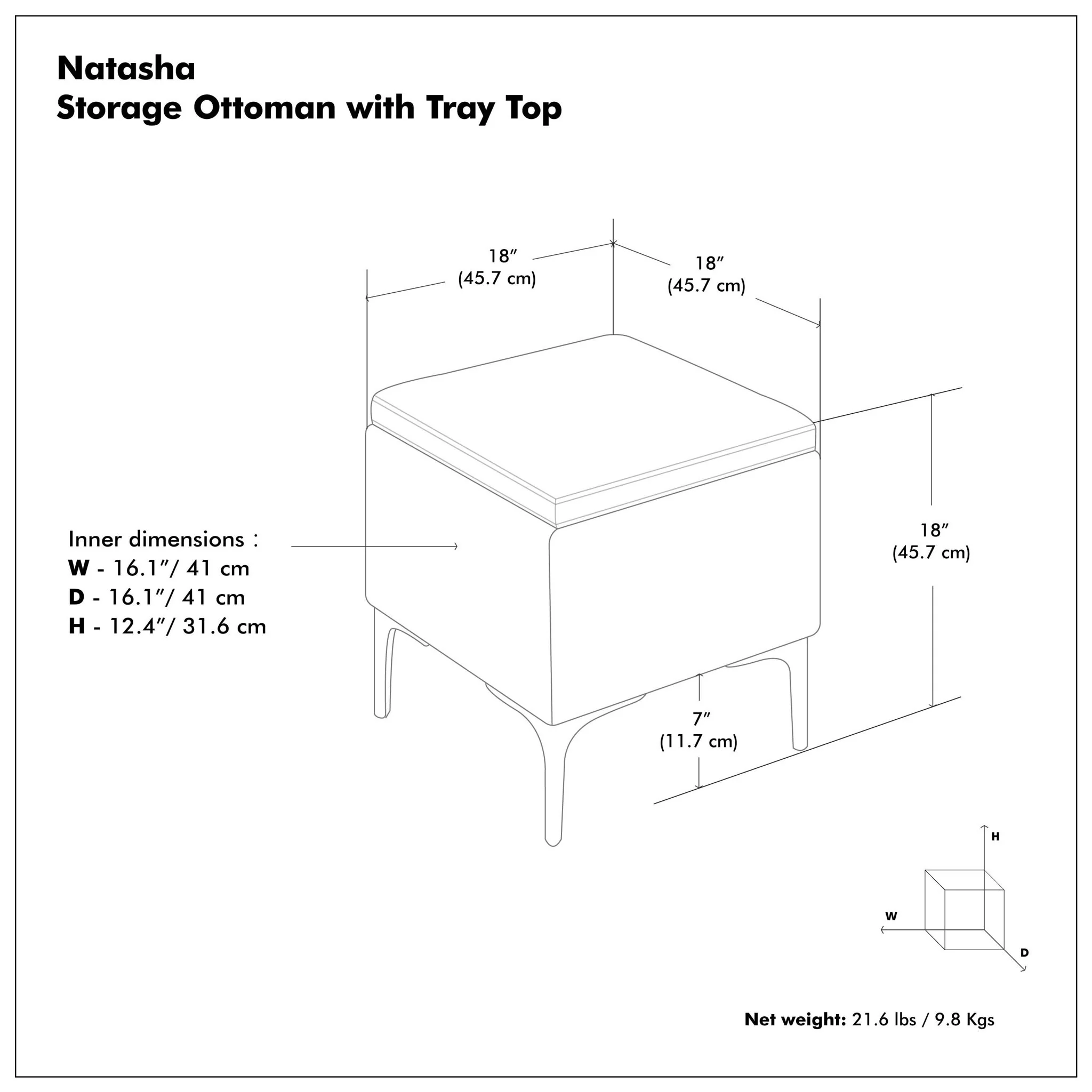 Natasha - Multifunctional Storage Ottoman With Tray - Image 12