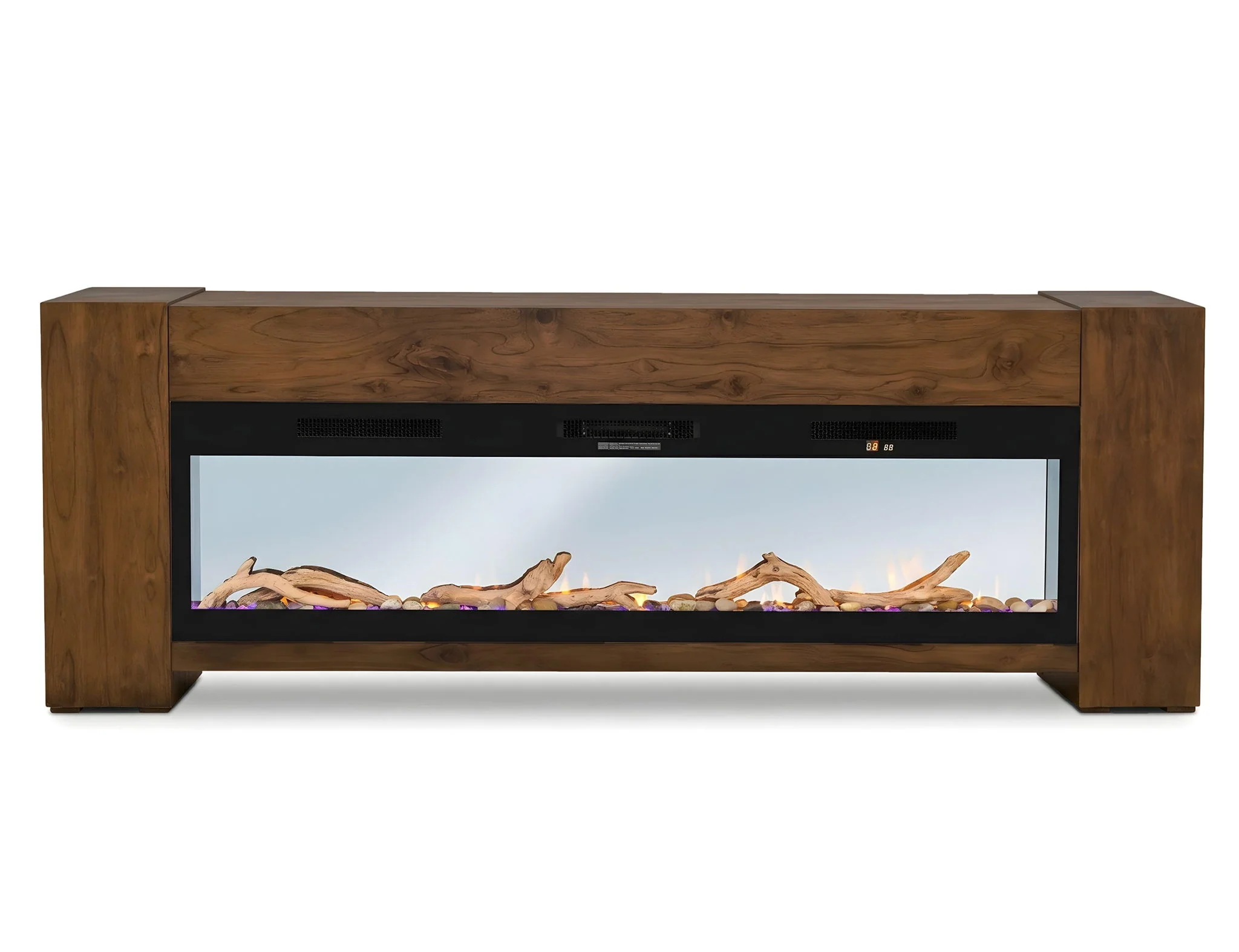 Natural Teca - Console 94" Electric Fireplace Compatible - Brown - Image 2