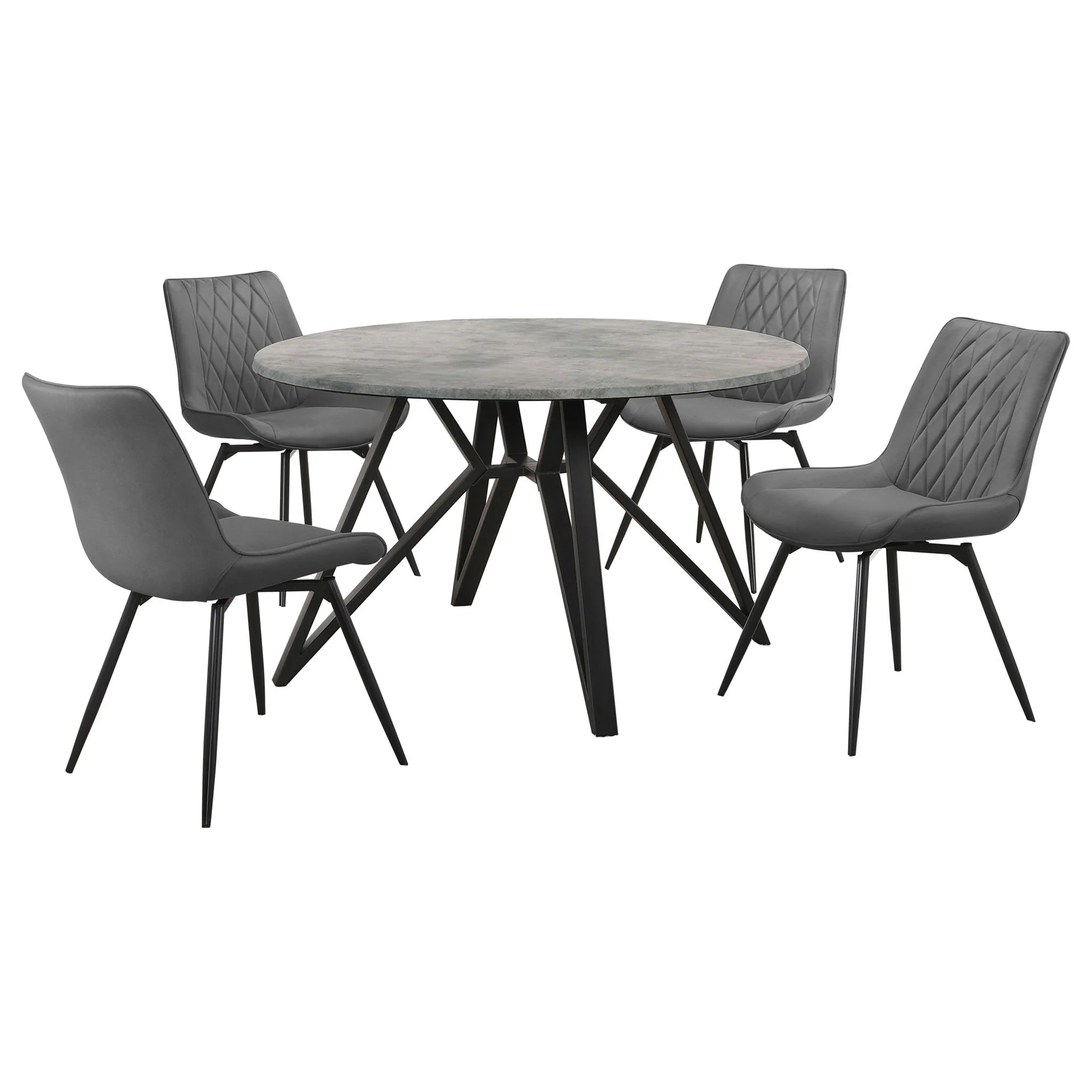 Neil 5-piece Round Dining Table Set Concrete Gunmetal - Image 2