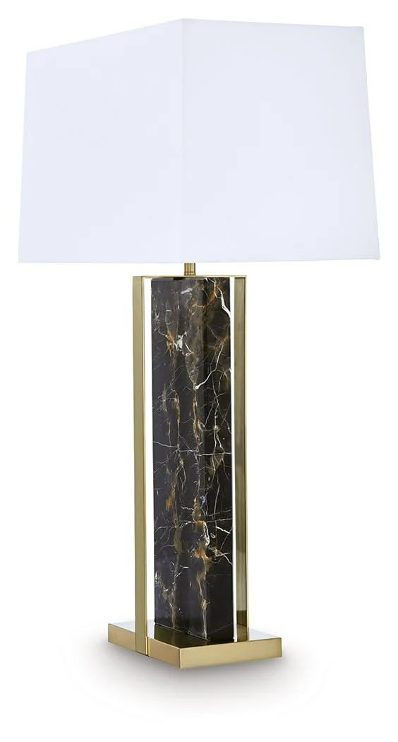 Neonish - Marble Table Lamp - Black / Gold Finish - Image 2