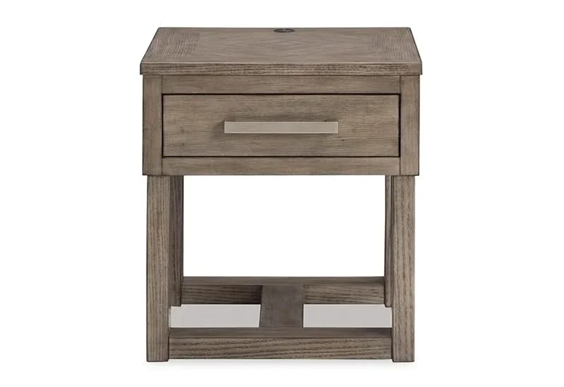 Neptune Gray Brown Casual Rectangular End Table with USB Charging - Image 7