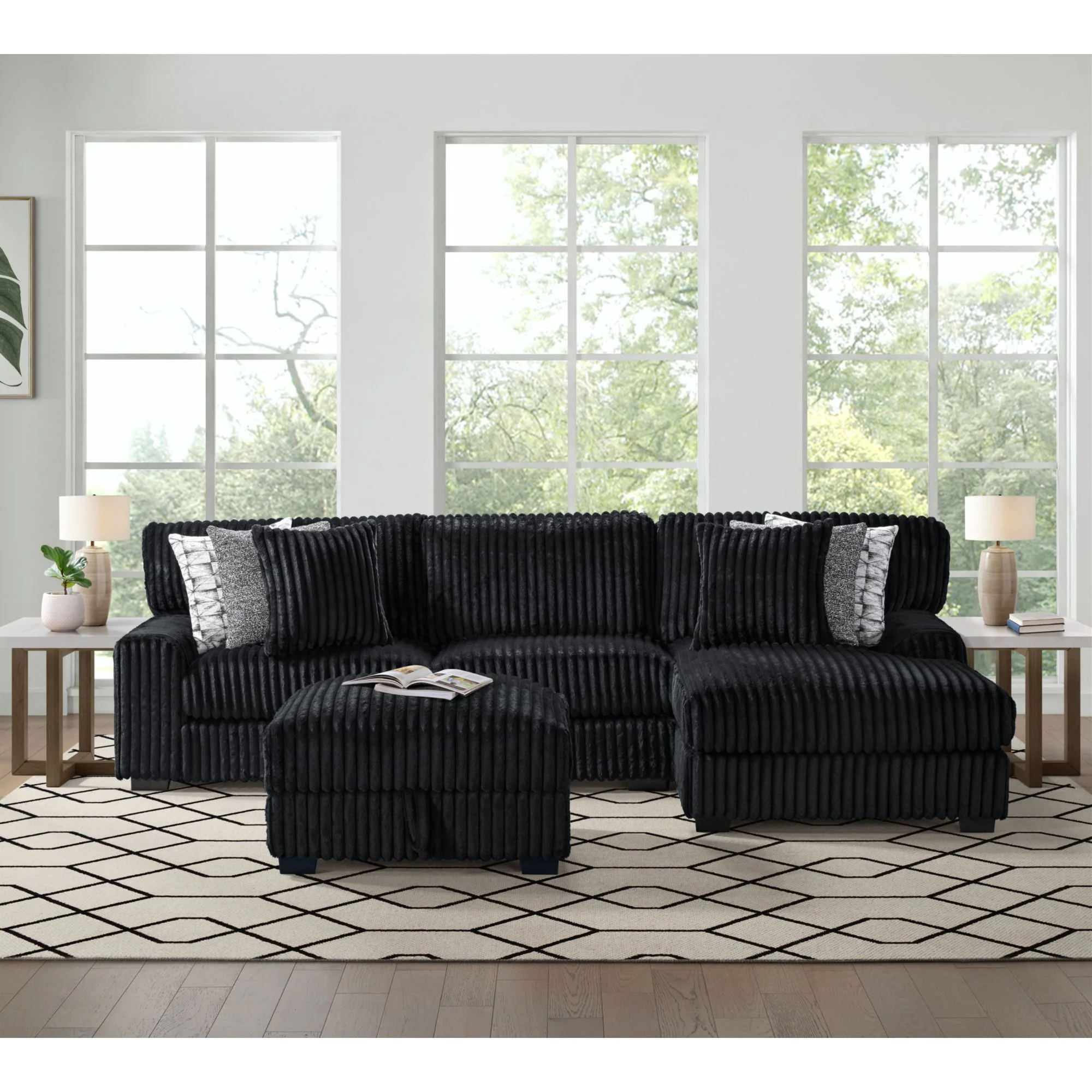 Nightfall - Storage Ottoman - Grand Cord Black