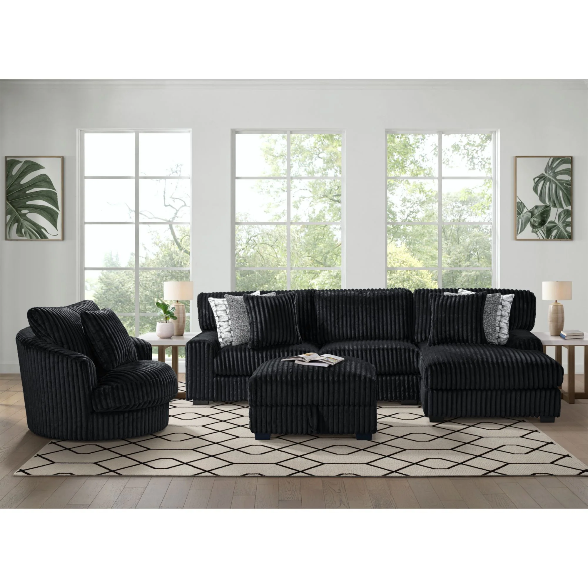 Nightfall - Storage Ottoman - Grand Cord Black - Image 2