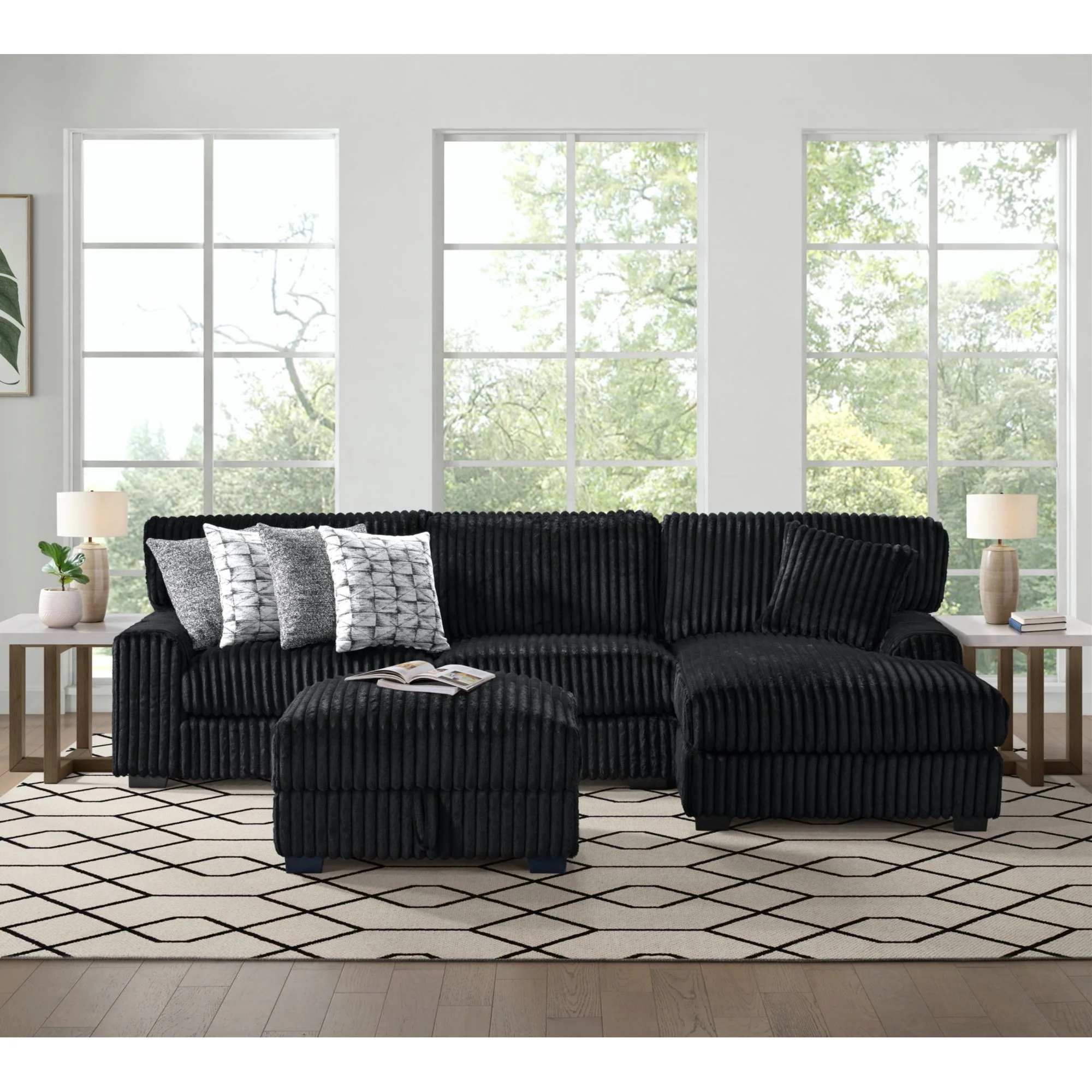 Nightfall - Storage Ottoman - Grand Cord Black - Image 4