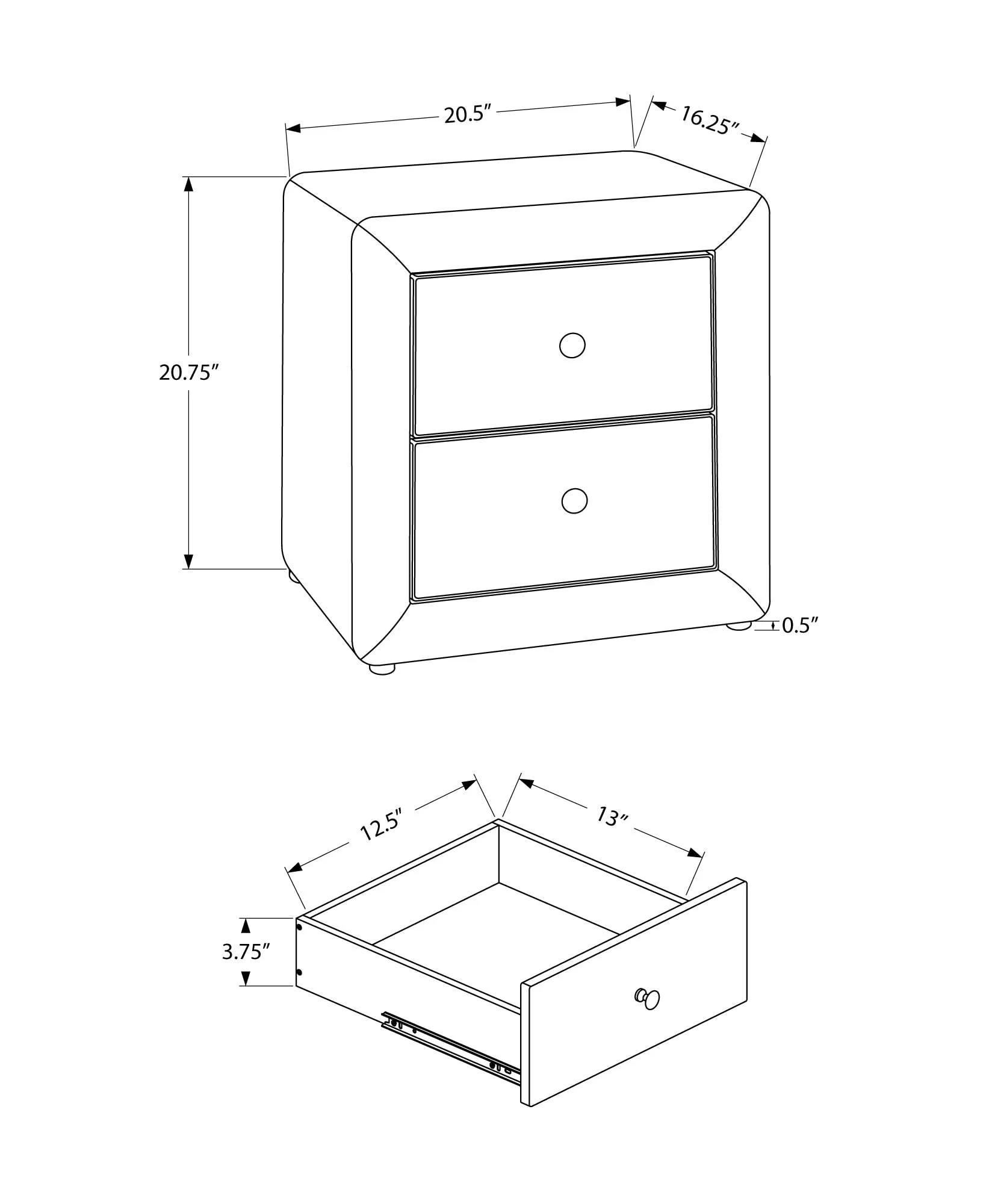 Nightstand, Storage Drawer Versatile Use, Upholstered, Transitional - Image 13