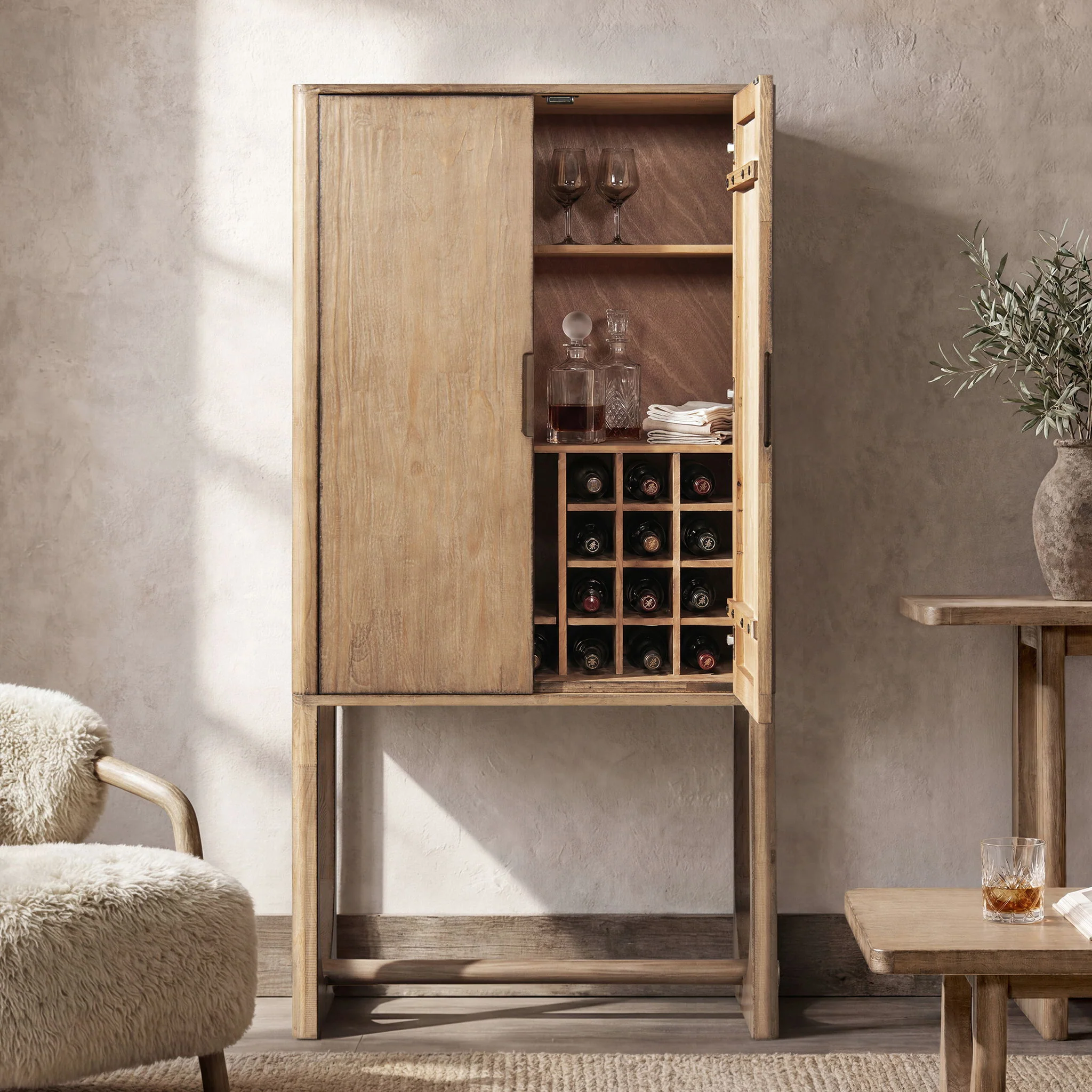 Nolan - Bar Cabinet With Wine Storage - Brown - Image 2
