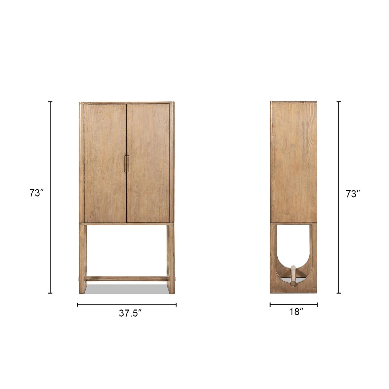 Nolan - Bar Cabinet With Wine Storage - Brown - Image 3