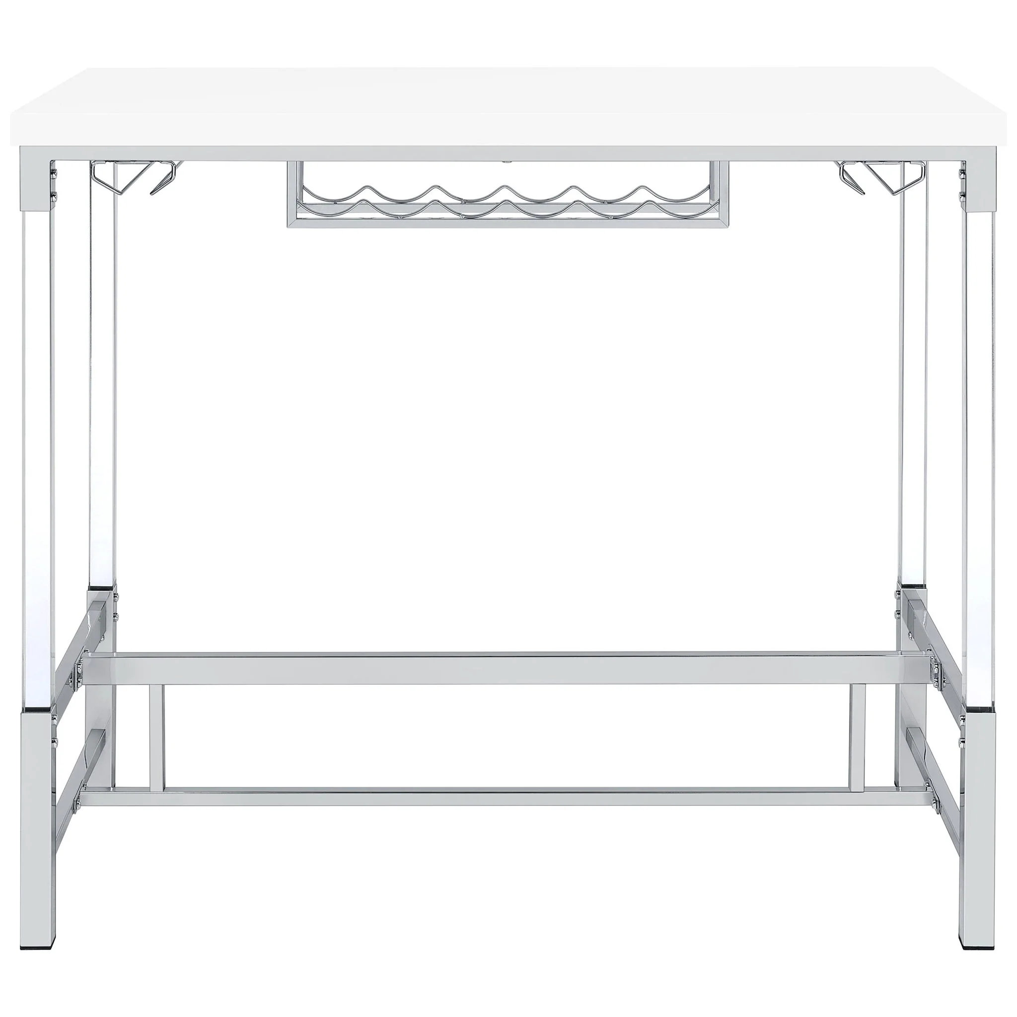Norcrest 47-inch Acrylic Leg Bar Table White High Gloss - Image 2