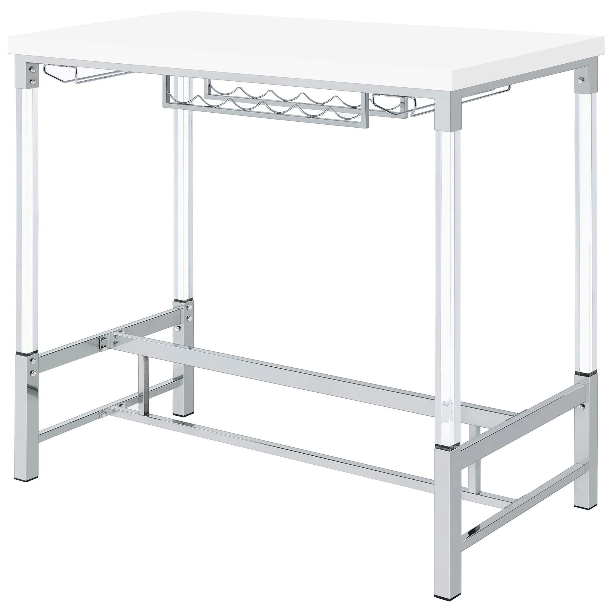 Norcrest 47-inch Acrylic Leg Bar Table White High Gloss - Image 4