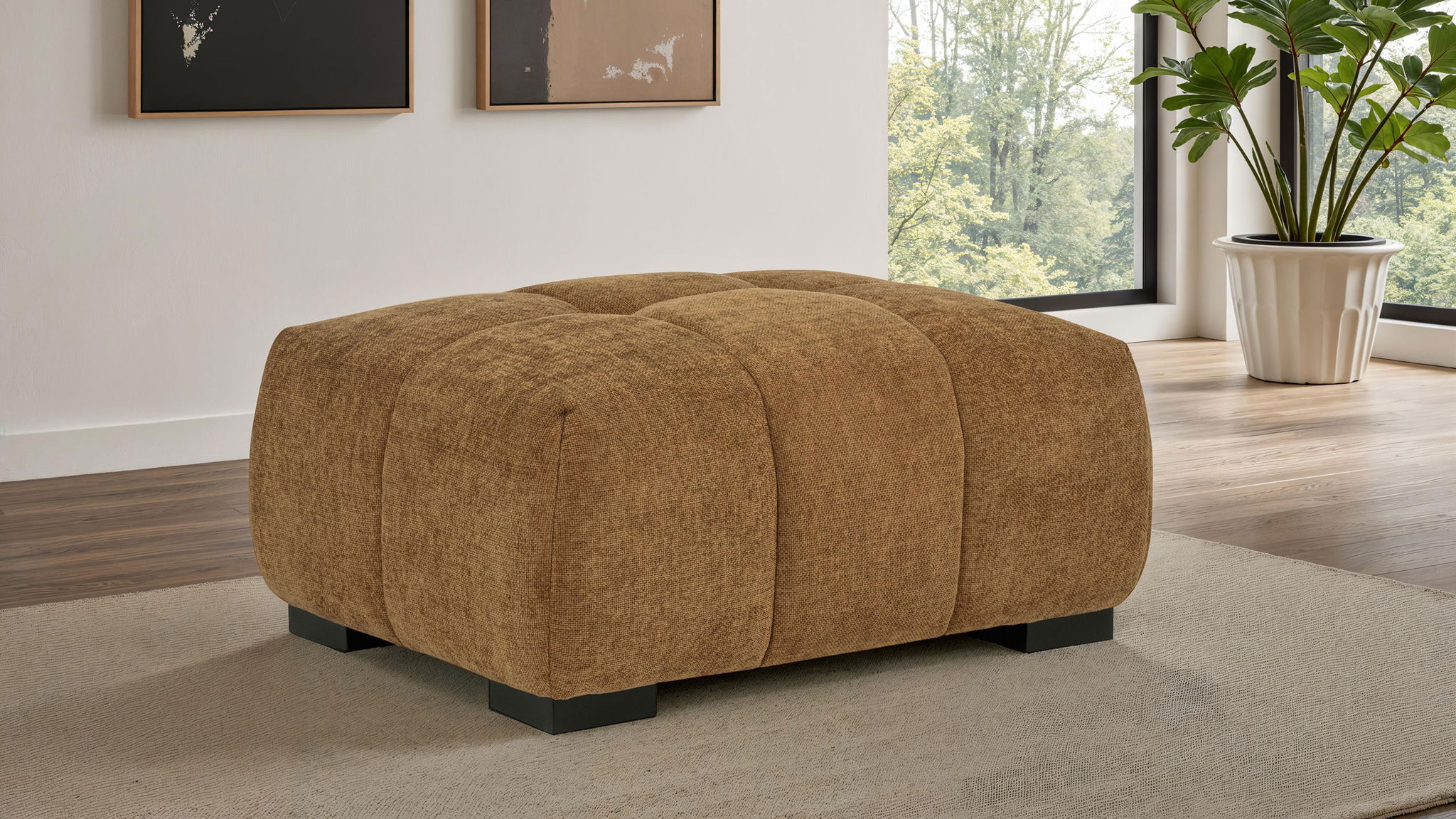 Octavia Upholstered Rectangular Ottoman Amber - Image 4