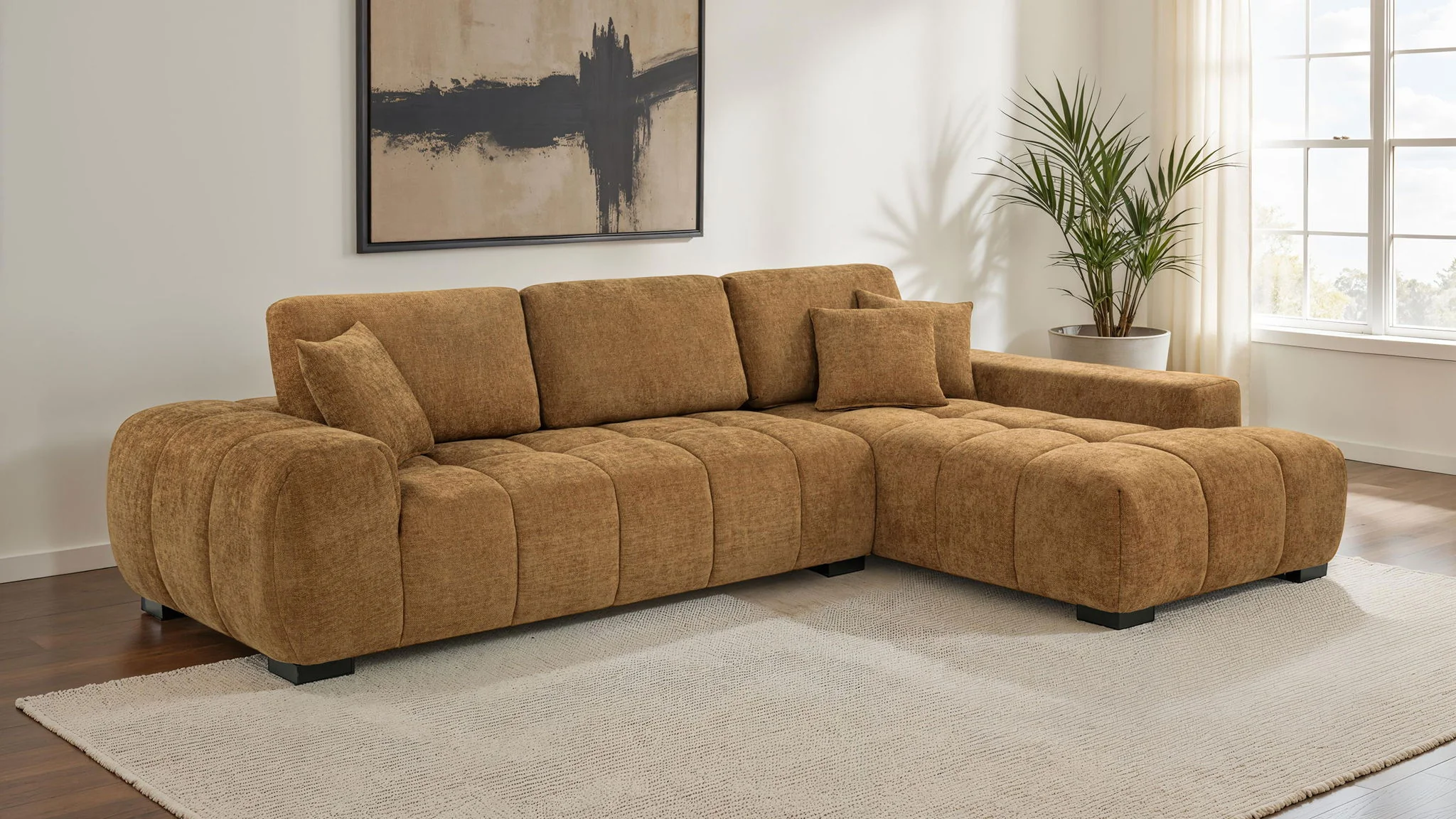 Octavia Upholstered Sectional Chaise Sofa Amber - Image 2