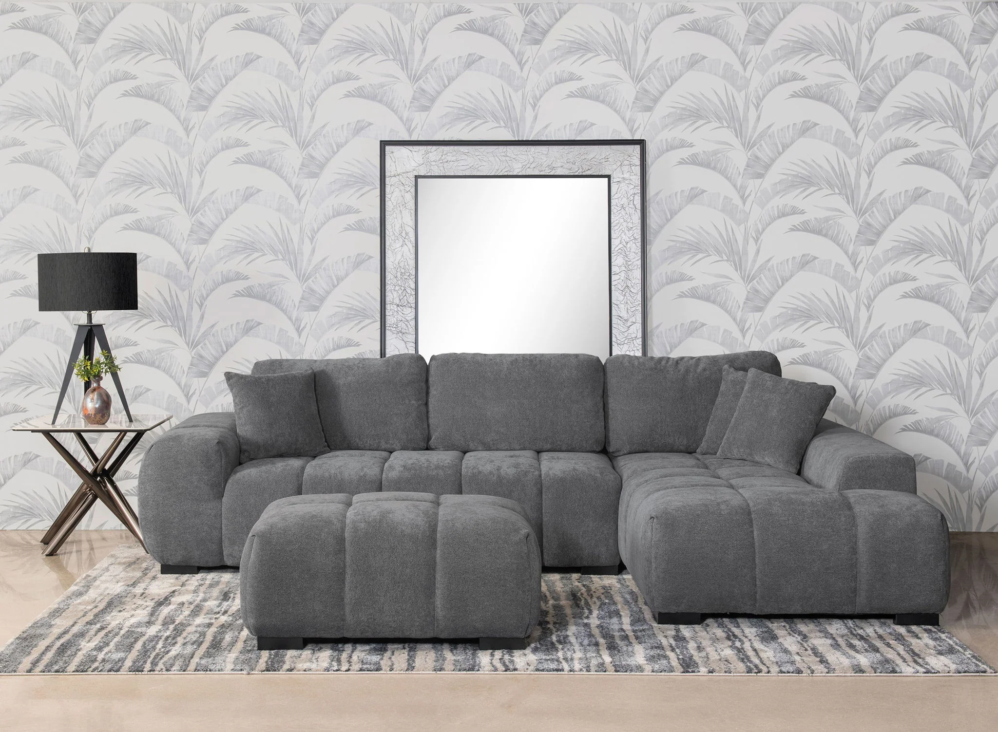 Octavia Upholstered Sectional Chaise Sofa Charcoal Grey - Image 2