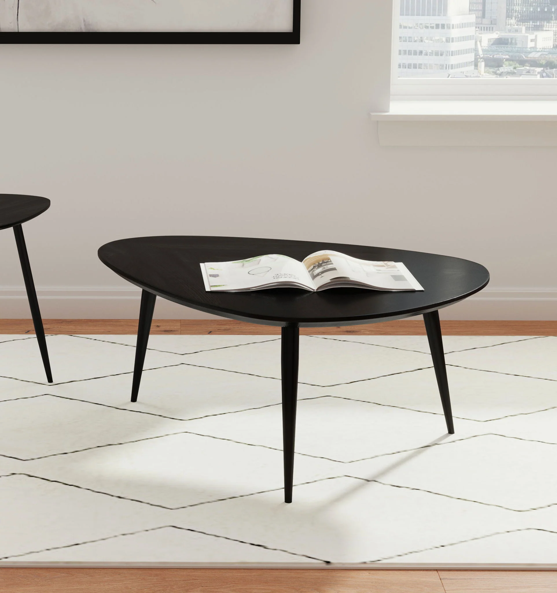 Odessa Triangular Solid Wood Coffee Table Black - Image 3