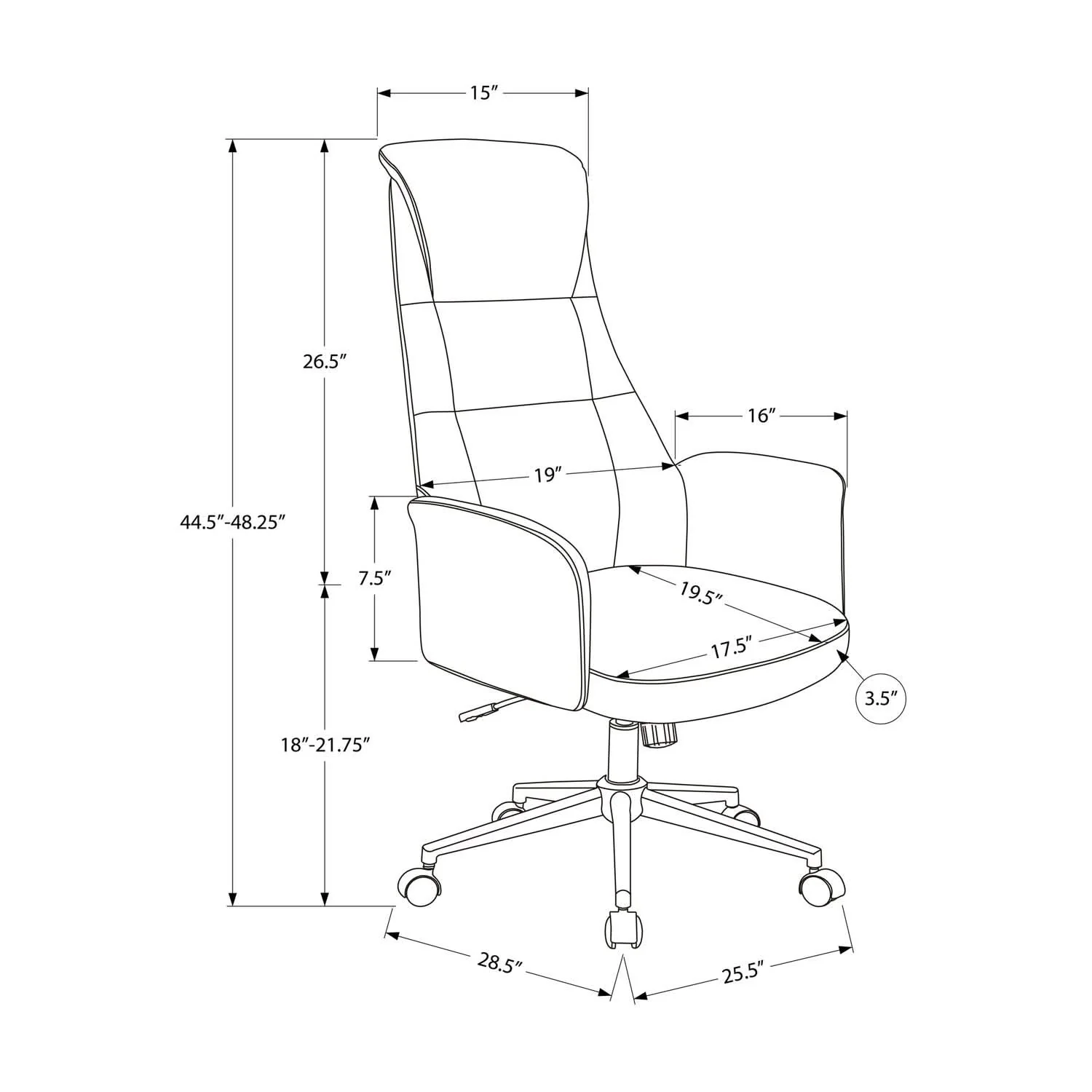 Office Chair With Adjustable Height - Black - Image 2