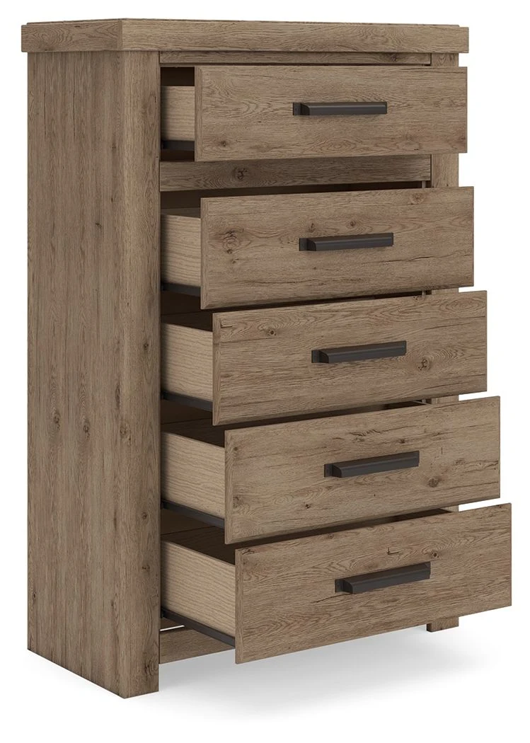 Oliandon - Five Drawer Chest - Light Brown - Image 2