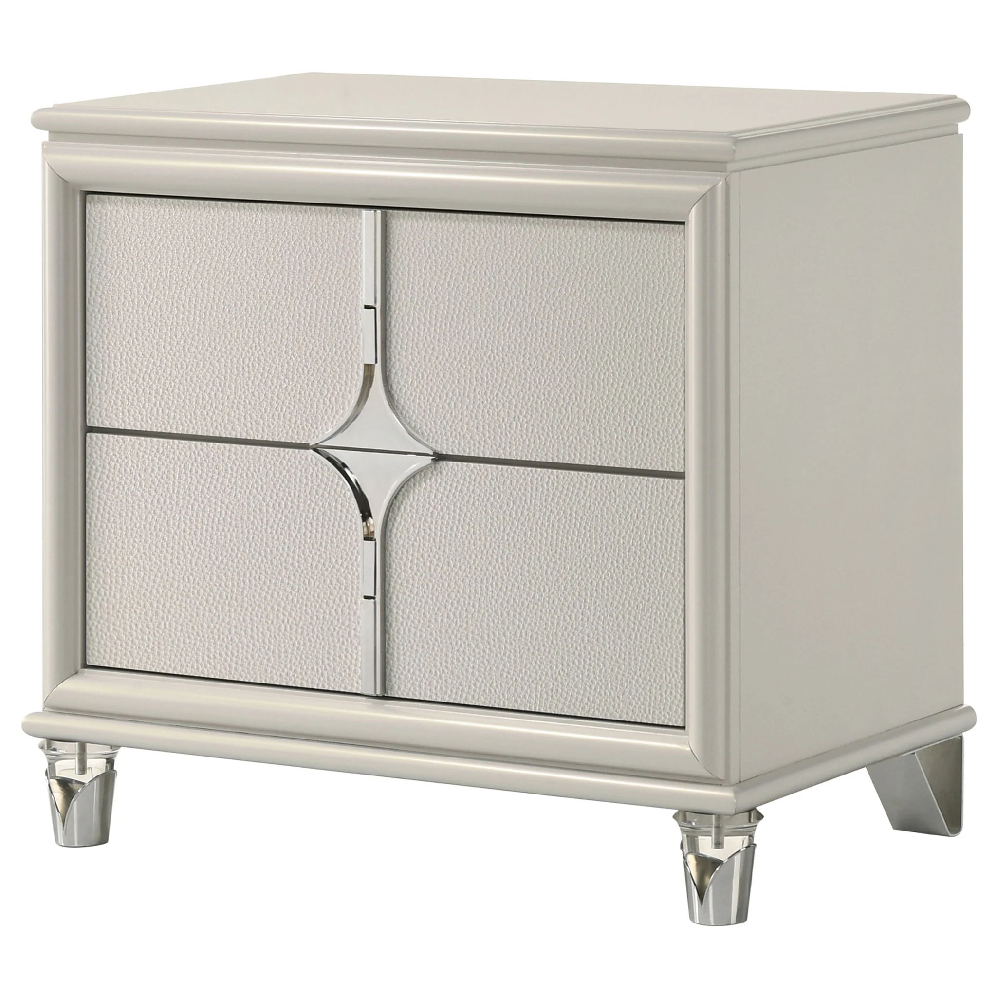 Olivia 2-drawer Nightstand Bedside Table Pearl White - Image 2