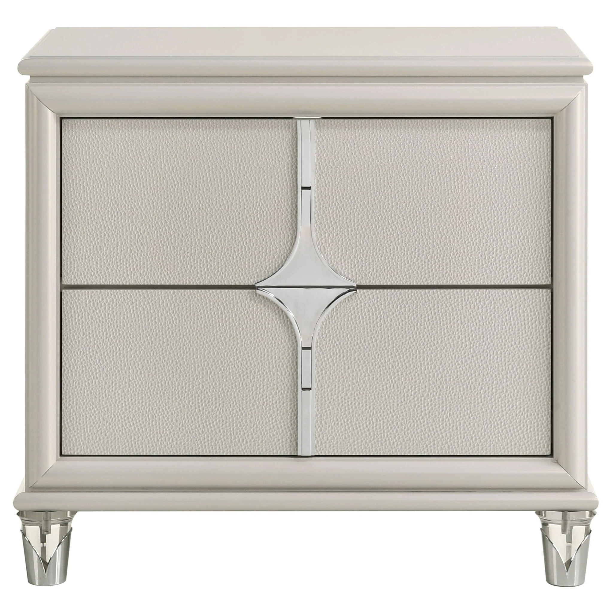 Olivia 2-drawer Nightstand Bedside Table Pearl White - Image 4