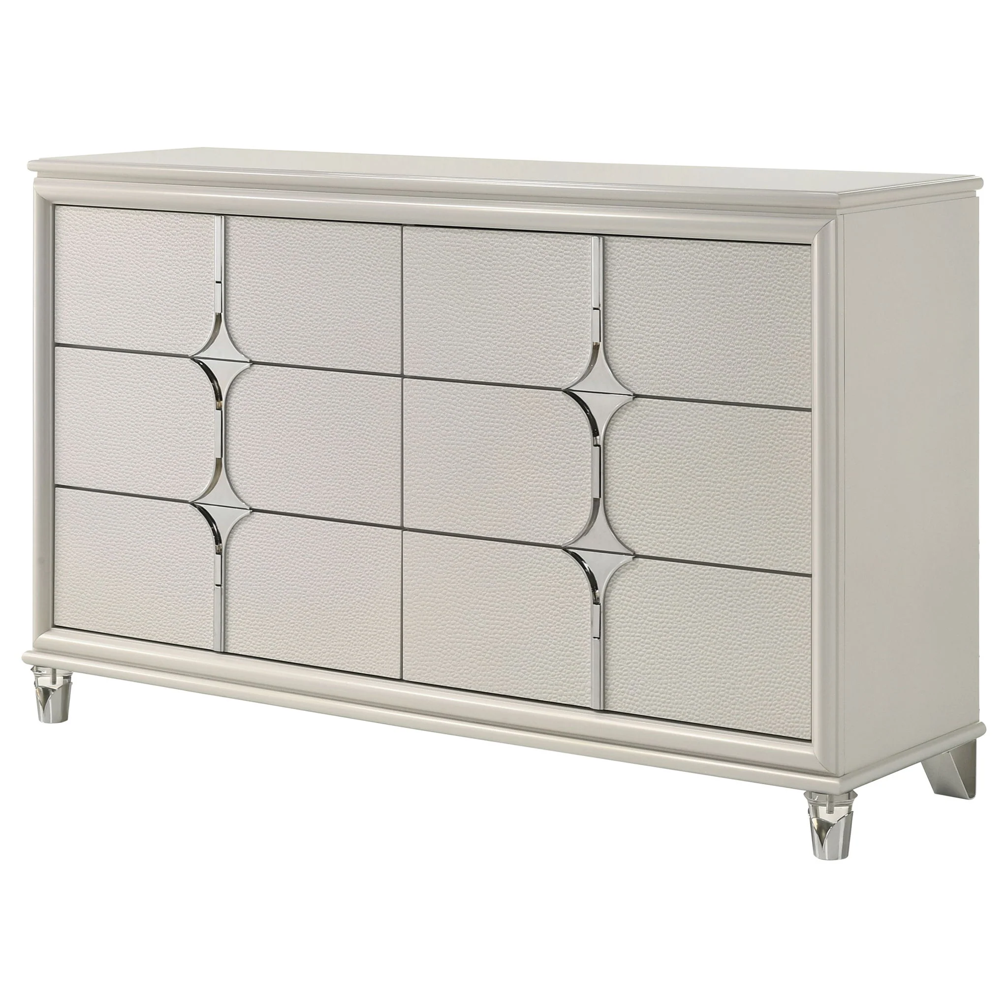 Olivia 6-drawer Dresser Cabinet Pearl White - Image 4