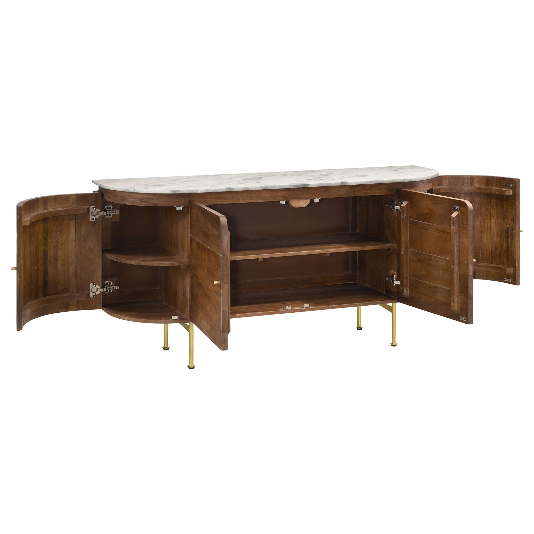 Ortega 4-door Marble Top Sideboard Buffet Cabinet Natural - Image 2