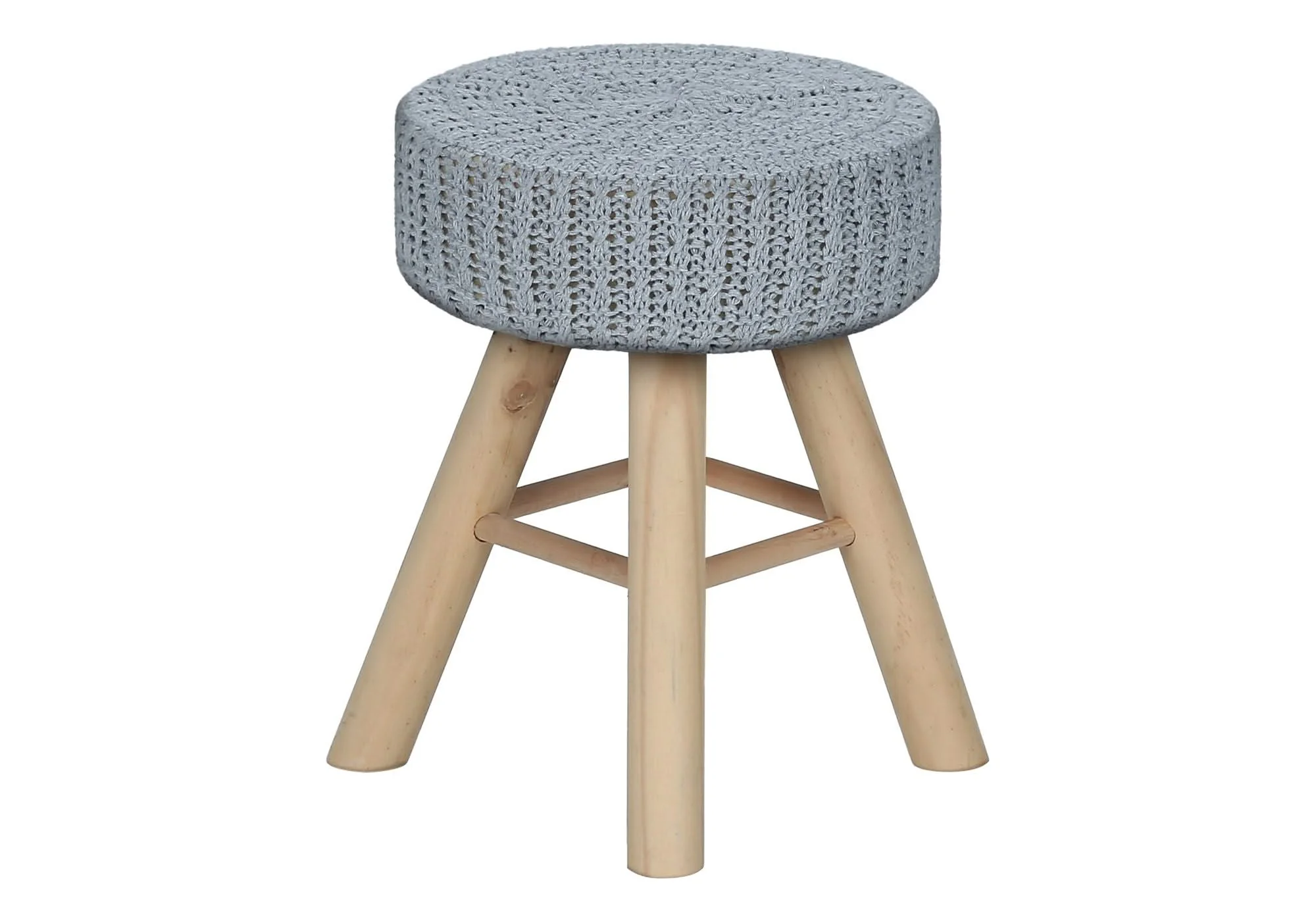 Ottoman, Pouf, Footrest, Foot Stool, Round, Natural Wood Legs, Contemporary, Modern - Image 2