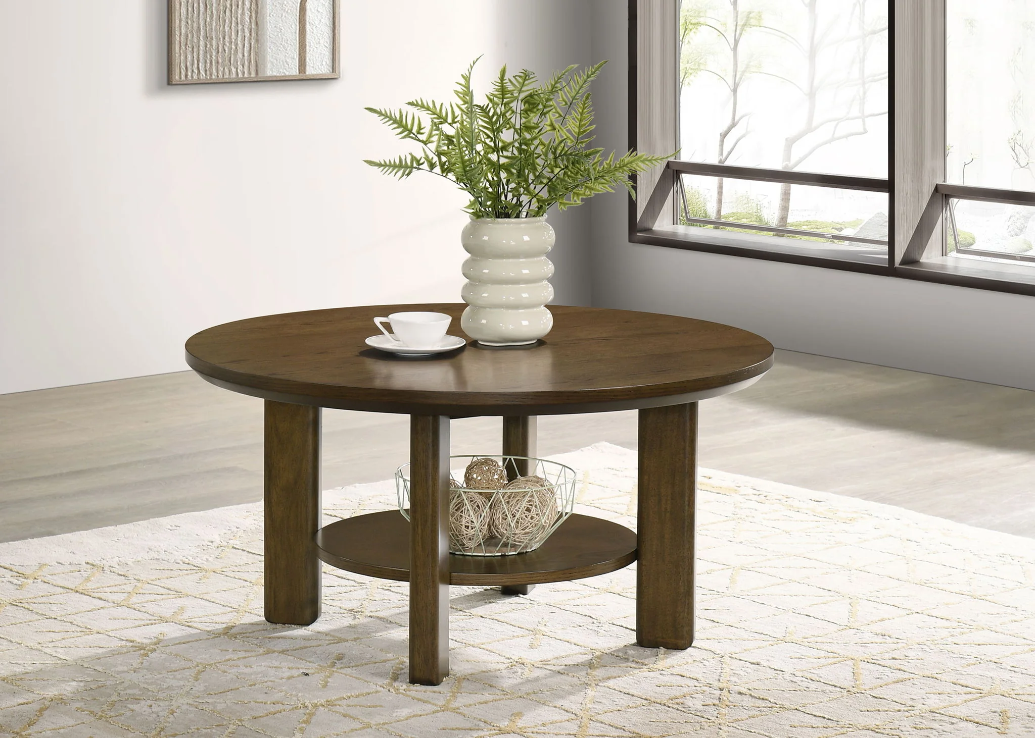 Ottowa 35-inch Round Wood Cocktail Coffee Table Brown - Image 2