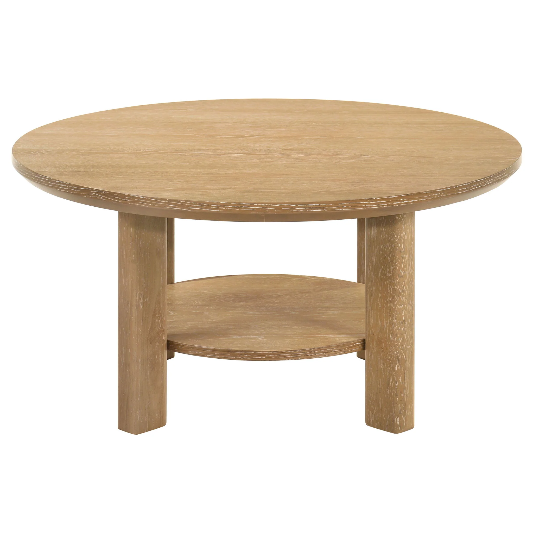 Ottowa 36-inch Round Wood Cocktail Coffee Table Light Oak - Image 2