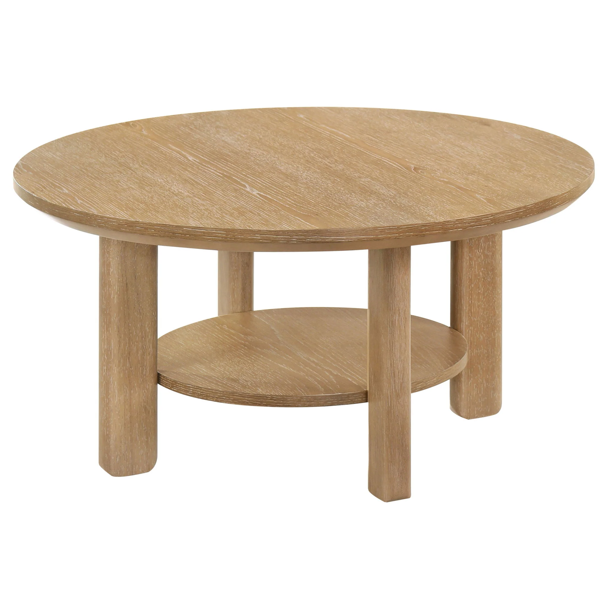 Ottowa 36-inch Round Wood Cocktail Coffee Table Light Oak - Image 3