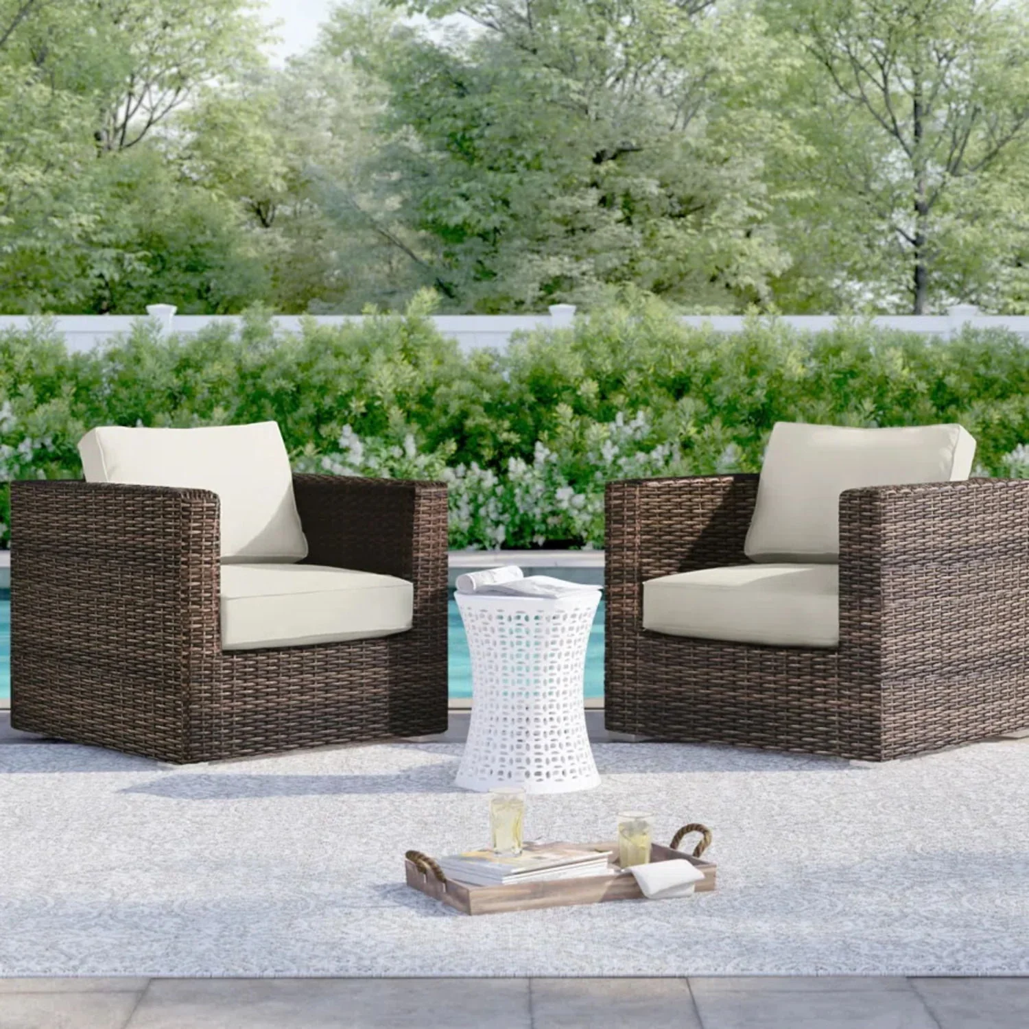 Outdoor Chairs Set With Cushions - Brown Mix - Image 3