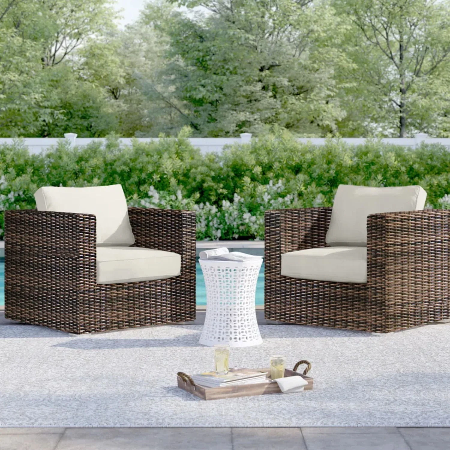 Outdoor Chairs Set With Cushions - Brown Mix - Image 4