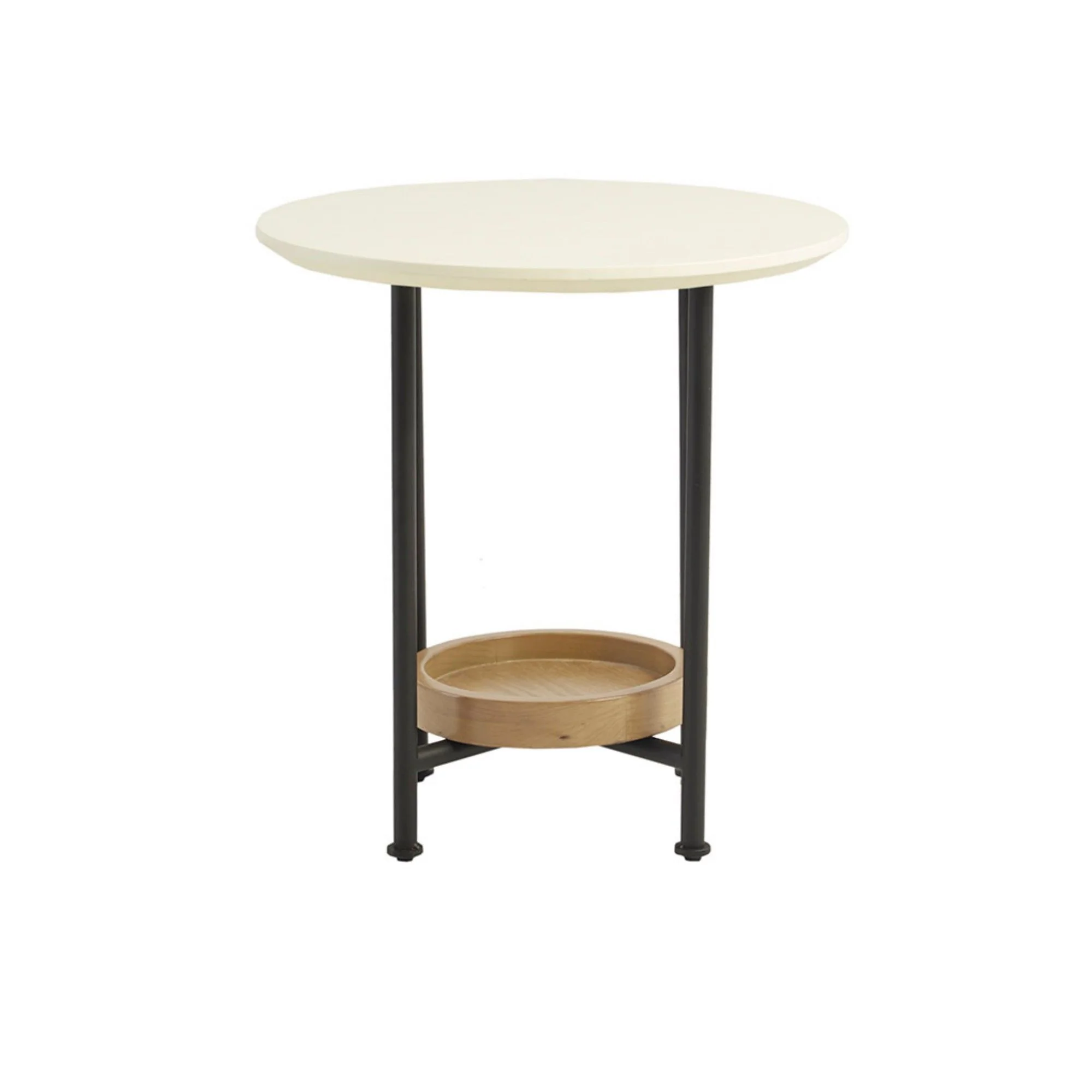 Oval End Table - White / Natural - Image 2