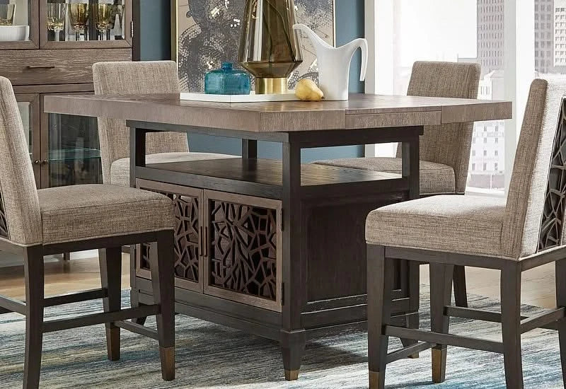 Paladium Counter Table with Butterfly Leaf & Decorative Storage - Image 4