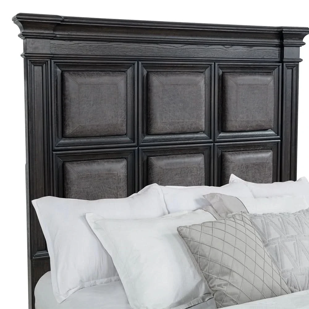 Palisade Brown Contemporary 5PC Bedroom Set with Bed (Headboard, Footboard, Rails), Dresser and Mirror - Image 4