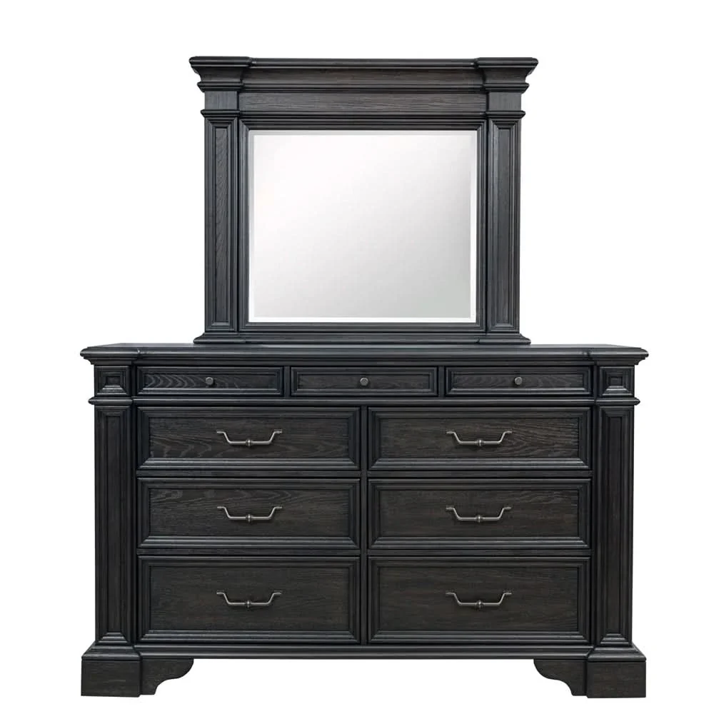 Palisade Brown Contemporary 5PC Bedroom Set with Bed (Headboard, Footboard, Rails), Dresser and Mirror - Image 6