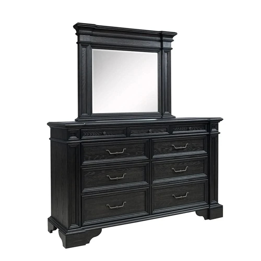 Palisade Brown Contemporary 5PC Bedroom Set with Bed (Headboard, Footboard, Rails), Dresser and Mirror - Image 7